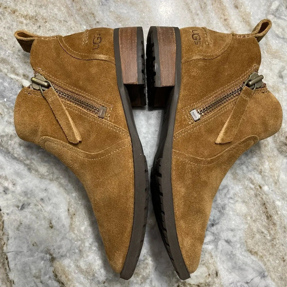 UGG Aureo II Suede Ankle Boot Booties Chestnut/Tan | Women's Size 6 - Picture 6 of 14
